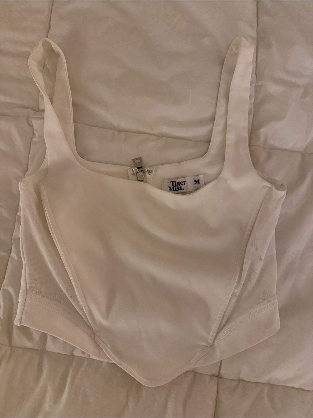 Tiger Mist Cream Square-Neck Cropped Tank